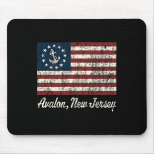 Avalon Nj Vintage Zeilen Us Anker Boot Vlag T-shir Muismat