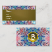 AVALON PSYCHEDELIC monogram, roze paars geel Visitekaartje (Voorkant / Achterkant)