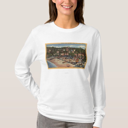 Avalon Uitzicht van Crescent Ave. & Beach T-shirt (Voorkant)