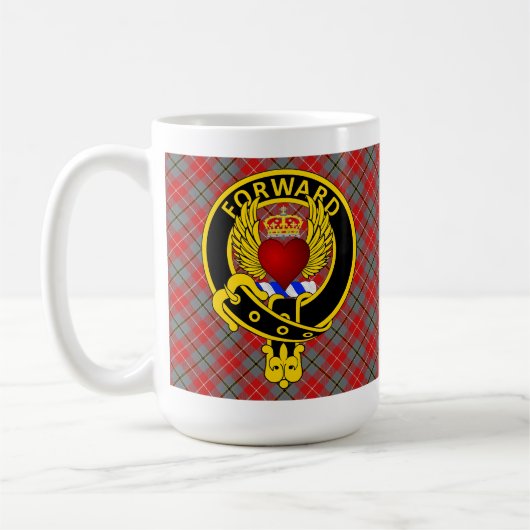 "AVANT" Coeur ailé Rouge Douglas Tartan Mug (Gauche)