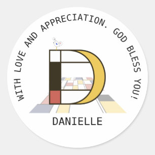 Avant-Garde Art Style Monogram. Brief D Ronde Sticker