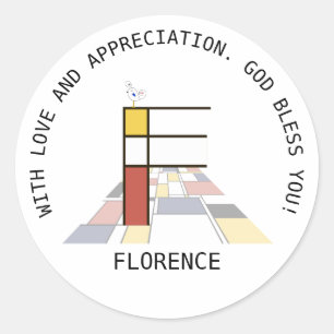 Avant-Garde Art Style Monogram. Brief F Ronde Sticker