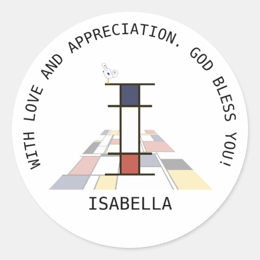 Avant-Garde Art Style Monogram. Brief I Ronde Sticker (Voorkant)