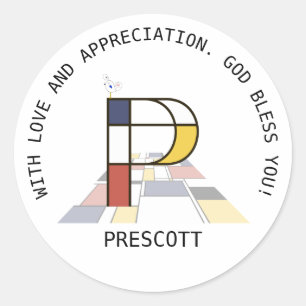 Avant-Garde Art Style Monogram. Brief P Ronde Sticker