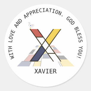 Avant-Garde Art Style Monogram. Brief X Ronde Sticker