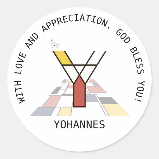 Avant-Garde Art Style Monogram. Brief Y Ronde Sticker (Voorkant)