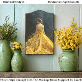 Avant-garde Gele Bloem Jurk Links Decoupage 124 Tissuepapier