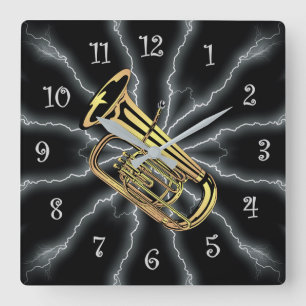 Avant-Garde ~ Tuba Lightening 01 B ~ Black/Silver~ Vierkante Klok