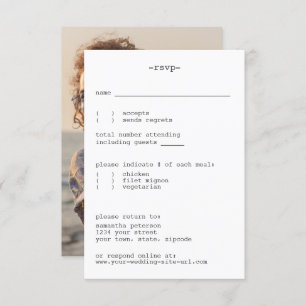 Avant-Garde White Minimalist Simple Wedding RSVP Kaartje
