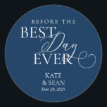 Avant le meilleur jour, Cookies Sweet Sticker<br><div class="desc">Avant la meilleure journée jamais,  la célébration de la répétition mariage,  Cookies,  Sweet,  favorise les autocollants dans le bleu marine.</div>