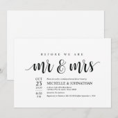 Avant que nous soyons carte de M. et de Mme Dinner (Devant / Derrière)