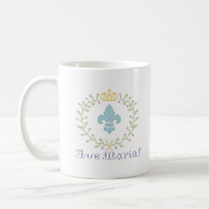 Ave Maria Cross Stitch Look American Mug avec logo