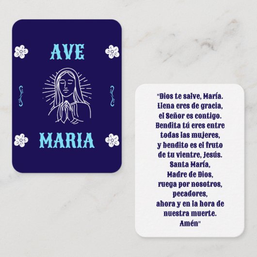 Ave Maria Gebed Kaart - Spaans gegroet Maria Plaatskaartje (Voorkant / Achterkant)