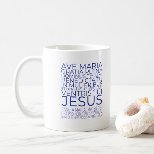 Ave Maria / Hail Mary Latijns-Engels Koffiemok (Met donut)