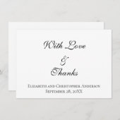 Avec amour et Merci Mariage Merci Carte de note (Devant / Derrière)