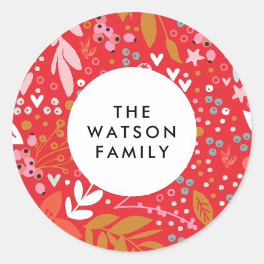 Avec Amour Floral Noël Joli Sticker de vacances (Devant)