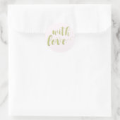 Avec Amour, Sage Script Typographie Sticker Round (Sac)