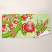 Avec beaucoup d'amour Rouge Coeurs Jaunes Fractal  (Serviette de bain)