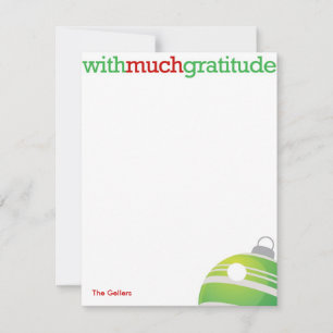 Avec beaucoup de gratitude xmas ornement carte de 