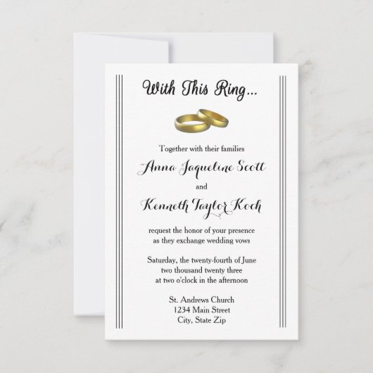 Avec cette bague... - Invitation de mariage 3x5 (Devant)