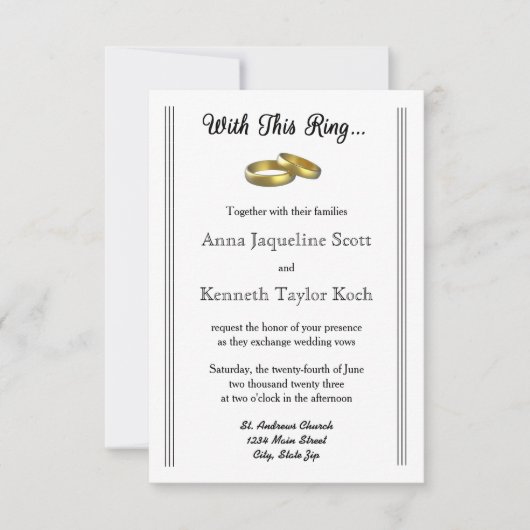 Avec cette bague... - Invitation de mariage 3x5 (Devant)