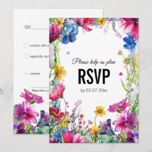 💍 avec choix alimentaire Meadow Blooms carte RSVP