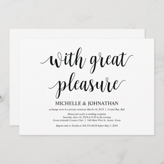 Avec grand plaisir, Faire-part de mariage en fuite (Devant / Derrière)