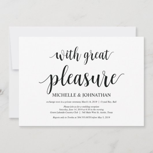 Avec grand plaisir, Mariage Elopement Invitations (Devant)