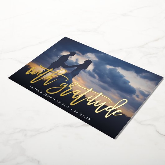 Avec gratitude | Carte de remerciements Mariage Go (Rotation)