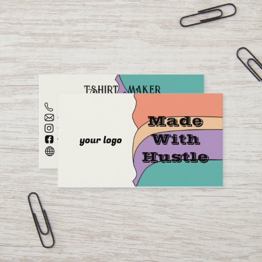 Avec Hustle T-Shirt Maker Carte de visite (Devant/Arrière en situation)