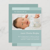 Avec Joy Blue/Aqua ・ Faire-part bébé (Devant / Derrière)