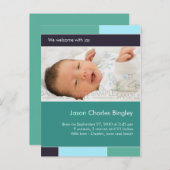 Avec Joy Turquoise/Aqua ・ Faire-part bébé (Devant / Derrière)