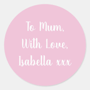 Avec l'amour à maman Pink étiquette cadeau autocol