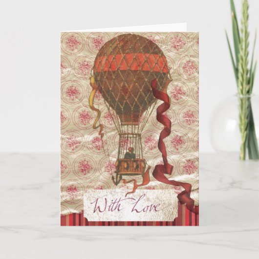 Avec Love Hot Air Balloon Carte de voeux (Devant)
