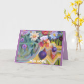 Avec LOVE Petite carte de vœux pliée 4" x 5.6" (Fleur jaune)