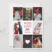 Avec Love Red Bow Multi-Photo Valentine Carte phot (Devant)