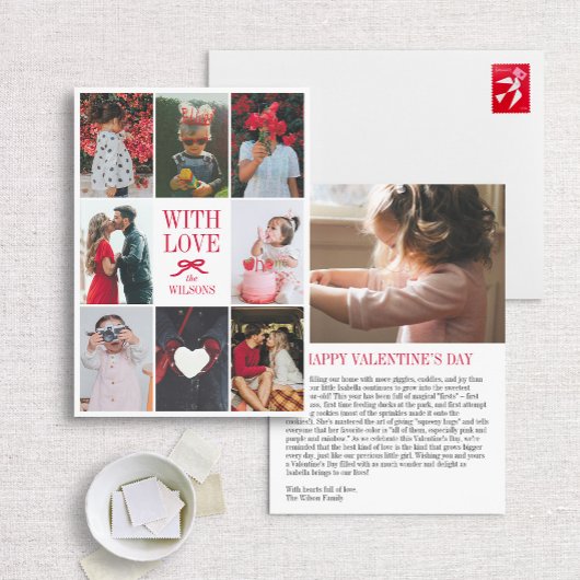 Avec Love Red Bow Multi-Photo Valentine Carte phot