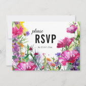 😍 Avec menu mariage Carte RSVP Fleurs de pré (Devant)
