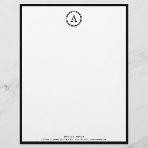 Avec Motif En-tête de lettre blanc et noir élégant de