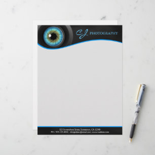 Avec Motif En-tête de lettre d'objectif de caméra d'oeil bleu
