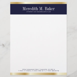 Avec Motif En-tête de lettre professionnel d'or et de marine