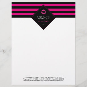 Avec Motif En-tête de lettre rose et noir chic de