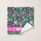 🦩 🦩 🦩 avec nom, Fête tropicale avec pickleball, (Gant de toilette)