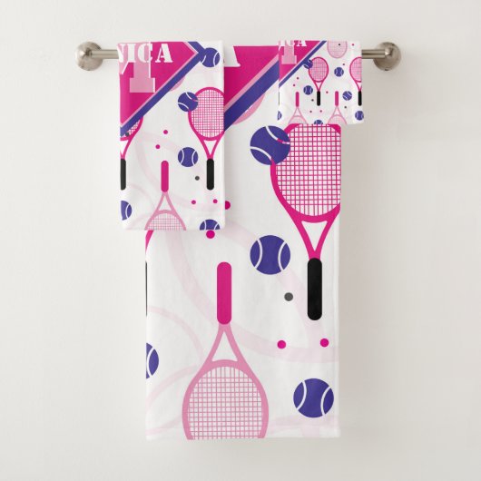 Avec nom & initiale, raquettes de tennis rose & vi (En situation)