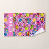 Avec nom 😍 🤩 rose Eclectique tennis 🎾 motif (Serviette à main)