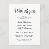Avec Regrets B&W Reporté Faire-part Mariage (Devant)