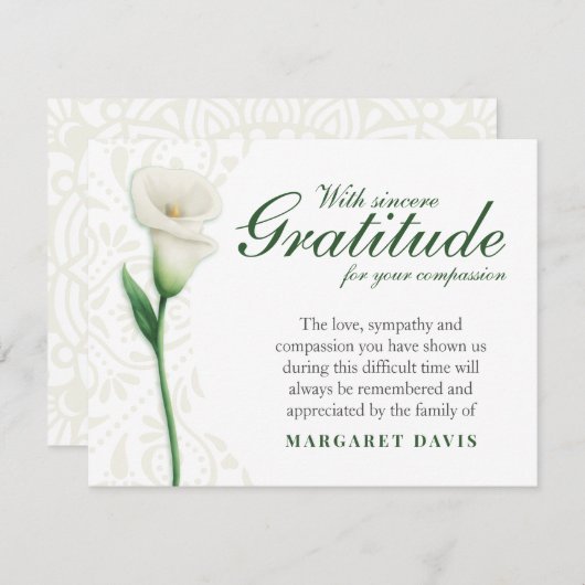 Avec Sincère Gratitude Merci funéraire (Devant / Derrière)