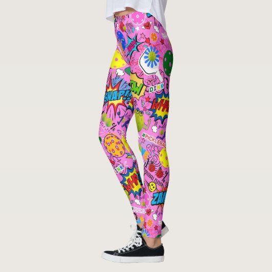 😍 avec texte mélangé pickleball rose Leggings (Gauche)