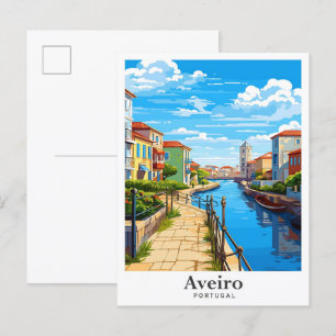 Aveiro Portugal Art Vintage Travel Illustratie Briefkaart