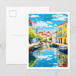 Aveiro Portugal vintage reisillustratie Briefkaart
